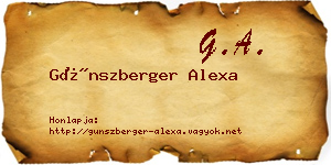 Günszberger Alexa névjegykártya